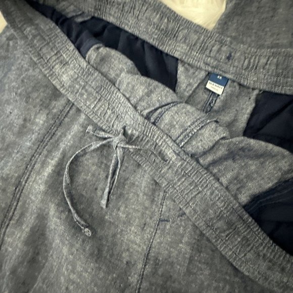 Old Navy womens NWT high rise crop pants 55% linen 3X elastic waist blue - Picture 3 of 13